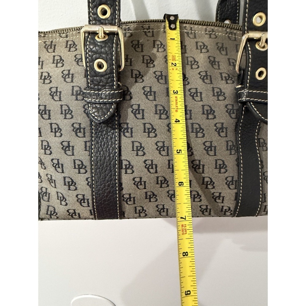 Vintage Dooney & Bourke Purse Gray Canvas, Navy BlackLeather Accents DB Logo Y2K - Picture 14 of 16